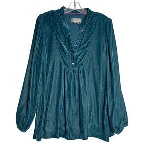Anthropologie Hillary Velvet Sleep‎ Top Womens M Blue Boho Oversized Relaxed